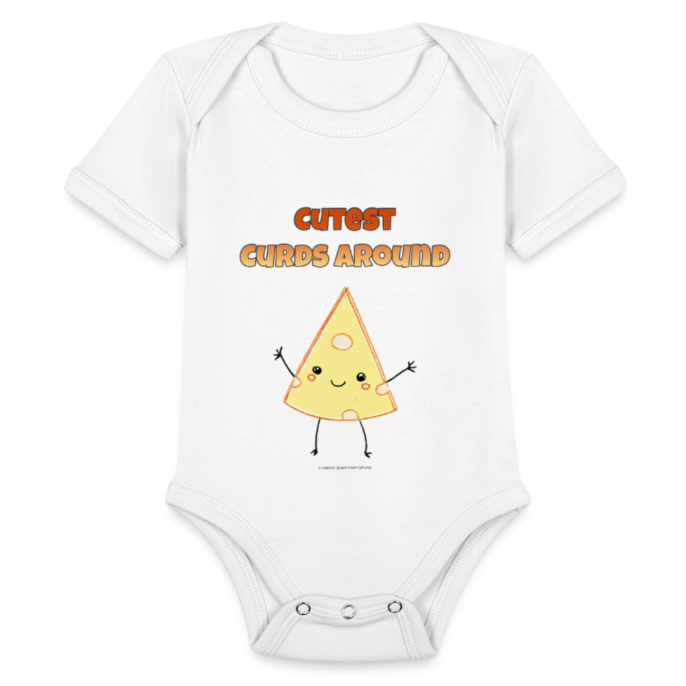 Cutest Curds Around | Organic Short Sleeve Baby Bodysuit - white