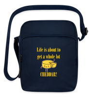 Thumbnail for Life is About to Get a Whole Lot Cheddar | Upright Crossbody Bag - navy