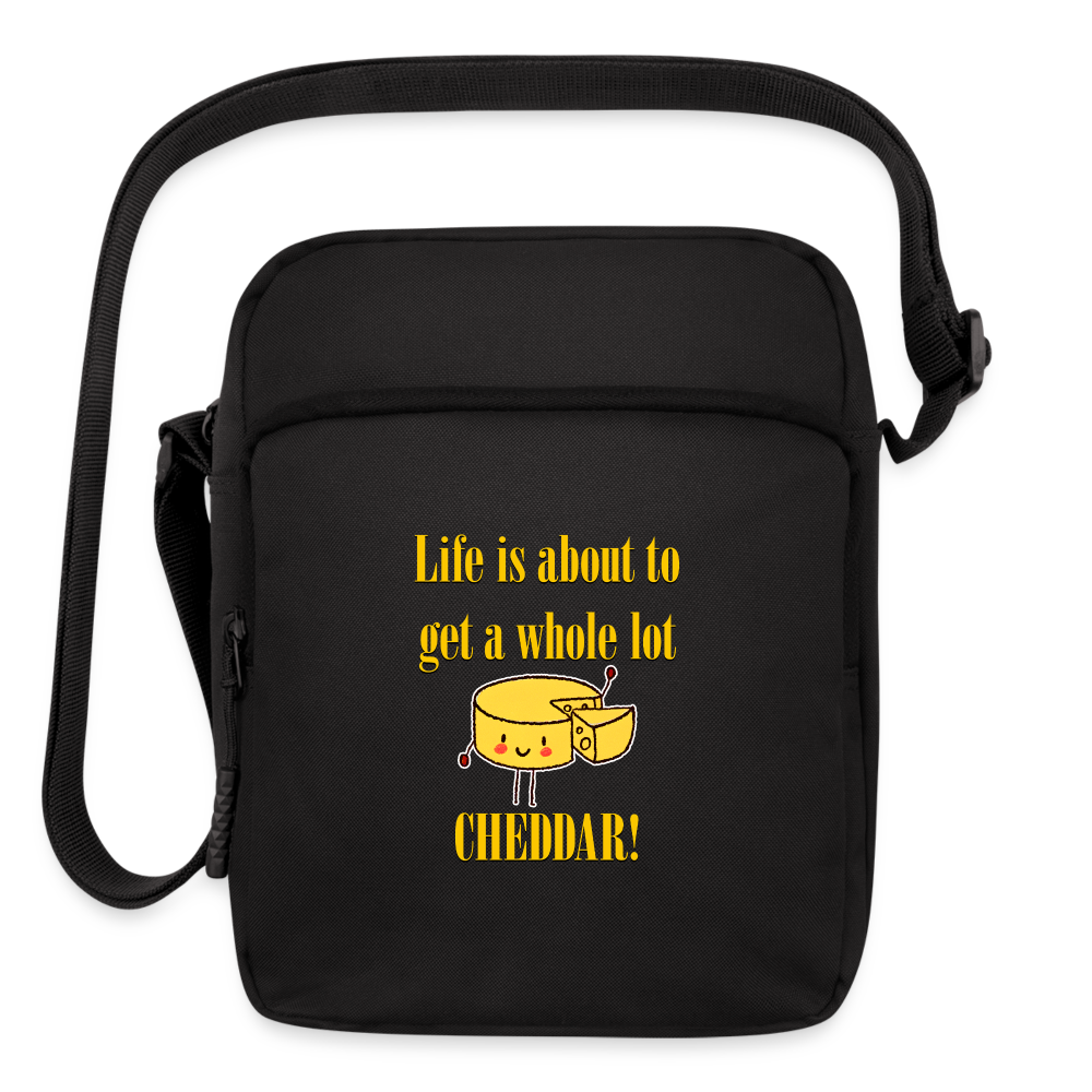 Life is About to Get a Whole Lot Cheddar | Upright Crossbody Bag - black