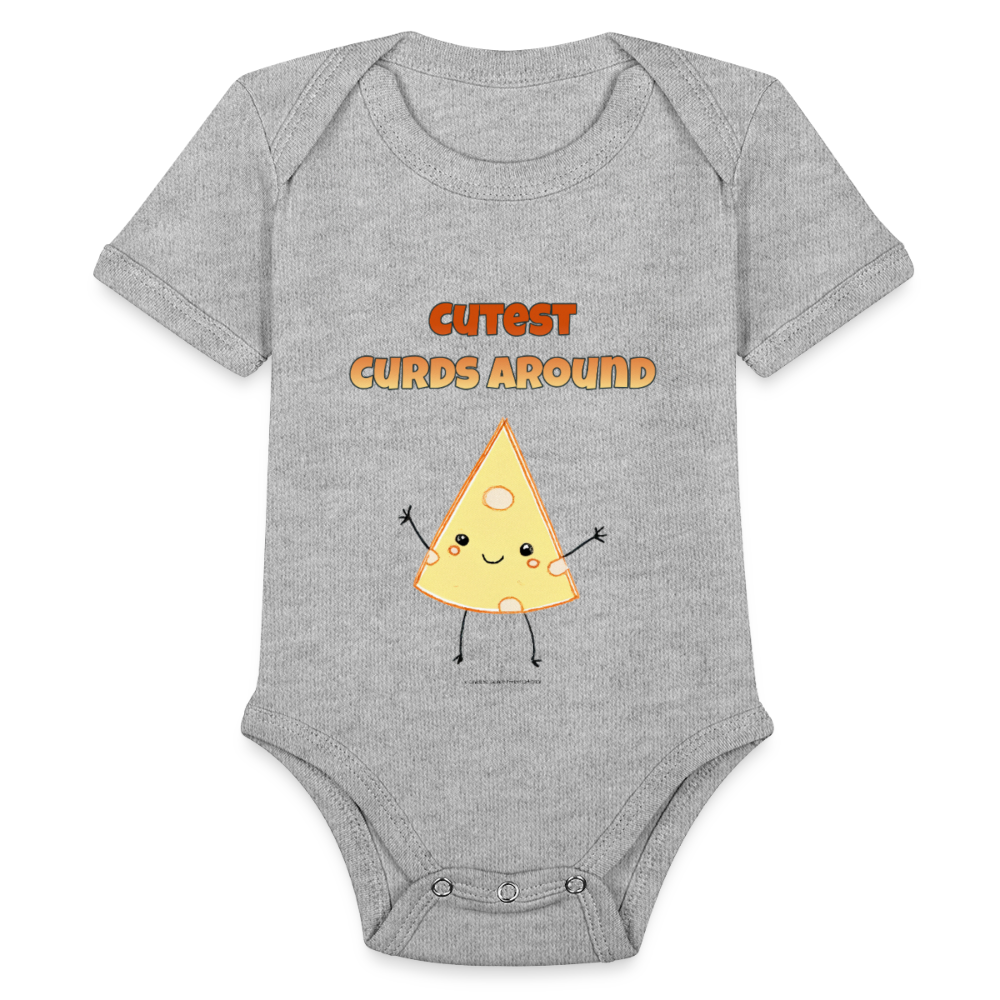 Cutest Curds Around | Organic Short Sleeve Baby Bodysuit - heather grey