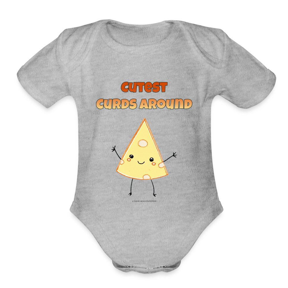 Cutest Curds Around | Organic Short Sleeve Baby Bodysuit - heather grey