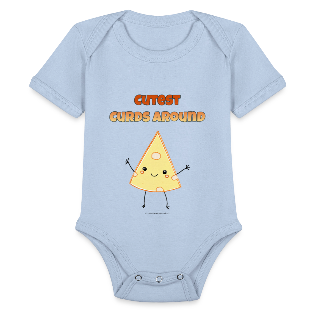 Cutest Curds Around | Organic Short Sleeve Baby Bodysuit - sky